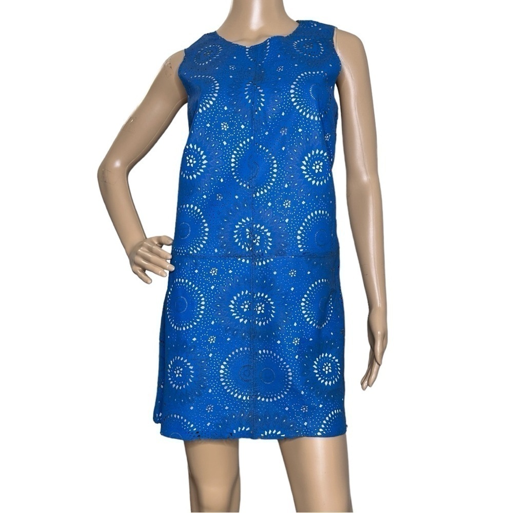 ASOS leather blue cutout shift dress, size 6